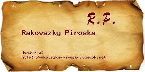 Rakovszky Piroska névjegykártya